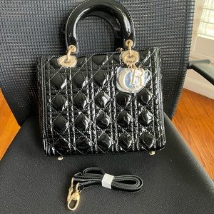 Medium Lady Bag Black Patent